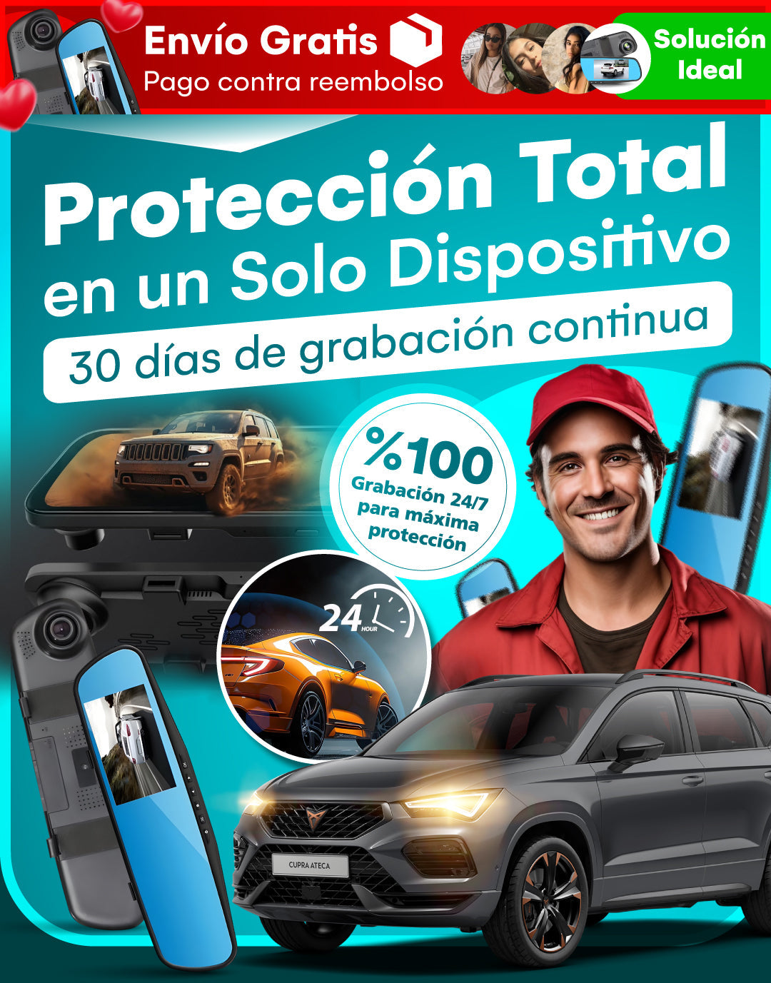 Camara Retrovisor HD - Vista panoramica delantera y trasera / delantera y trasera